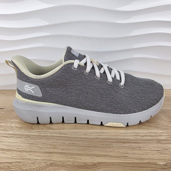 Kuru Flex Via Sneakers Womens 8.5 Dove Gray Pale Lime Athletic Walking Shoes‎